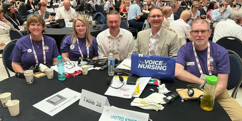 EPSU Congress 2024: Colin Baker - Professional Nursing Committee; Denise Kelly, Dennis Greer and  Jackie Davies - RCN Trade Union Committee; and Brian Morton, RCN Associate Director for Employment Relations
