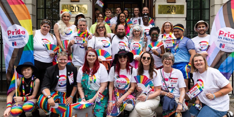Group of members for Pride in London outside RCN HQ