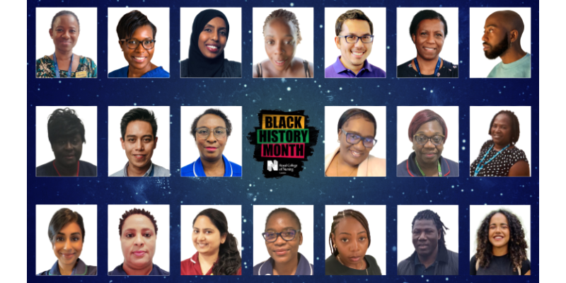 Image of the 20 Rising Stars of 2022 with RCN London Black History Month logo