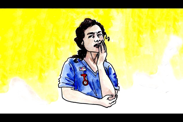 Illustration of a member of nursing staff looking concerned
