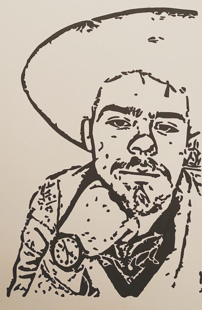 Sketch of Laurie as a cowboy done by one of his work friends