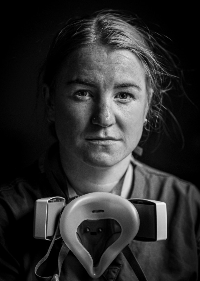 Black and white photo shows Ruth who worked in ICU during COVID-19 pandemic