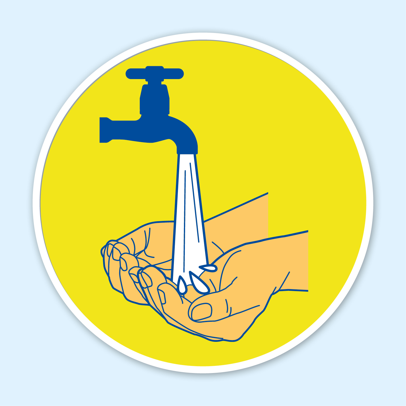 Illustration showing hands being rinsed