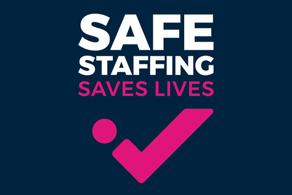 Logo that reads 'safe staffing saves lives'