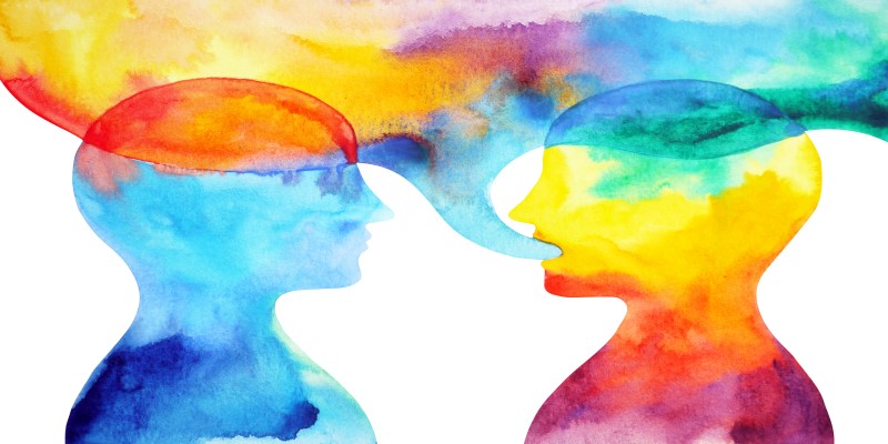 Illustration of two people talking